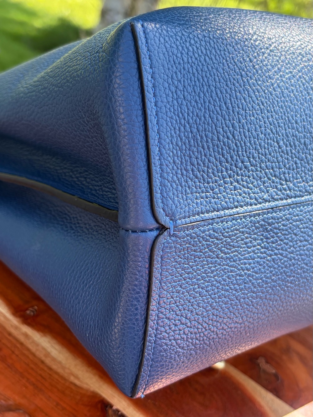 Coach Charlie Bucket Bag Tote Blue Pebble Leather Like New - Picture 13 of 17